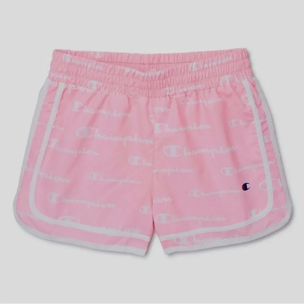 Champion Girls Toddler Kids Pink Lined Lightweight Athletic Logo Shorts. 2. 2T.
